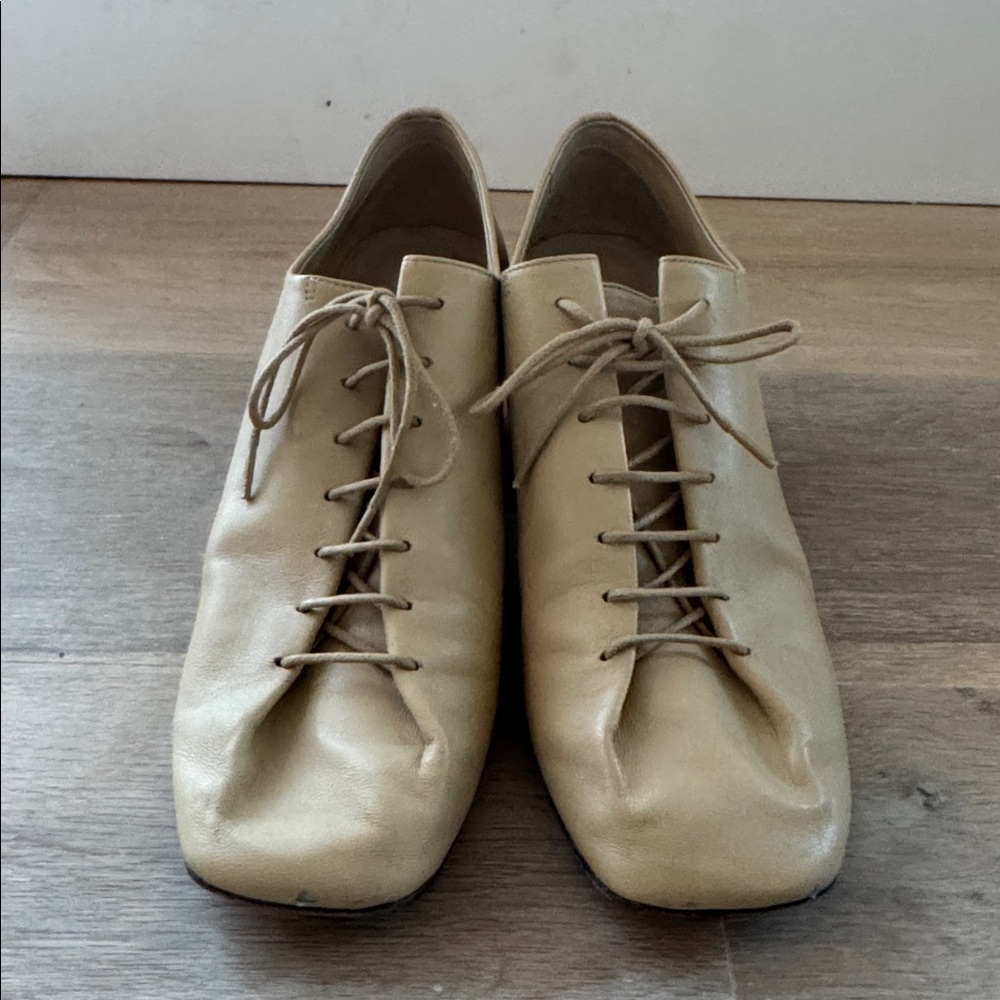 Lemaire Milky Yellow Souris 55 Leather Derby Pumps Sz 41